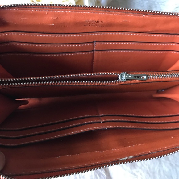 Hermès vintage wallet orange leather defects - Picture 6 of 8